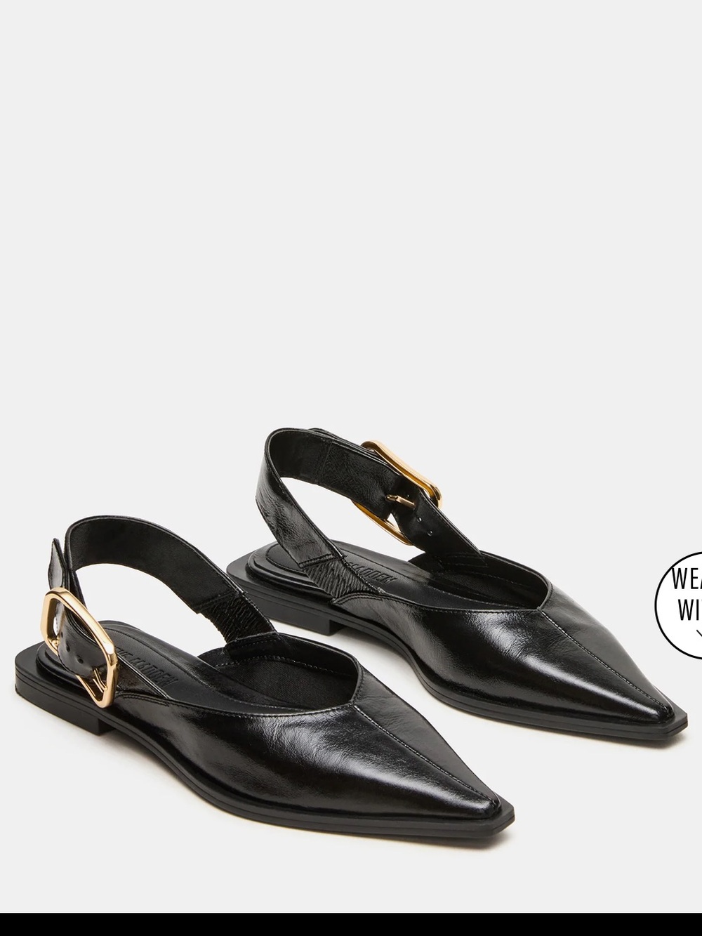 NWOB Steve Madden Shay black leather flats size 8